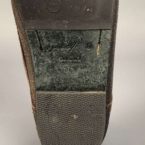 MARSELL Talla 7.5 Cordones planos de cuero agrietado marrón oscuro