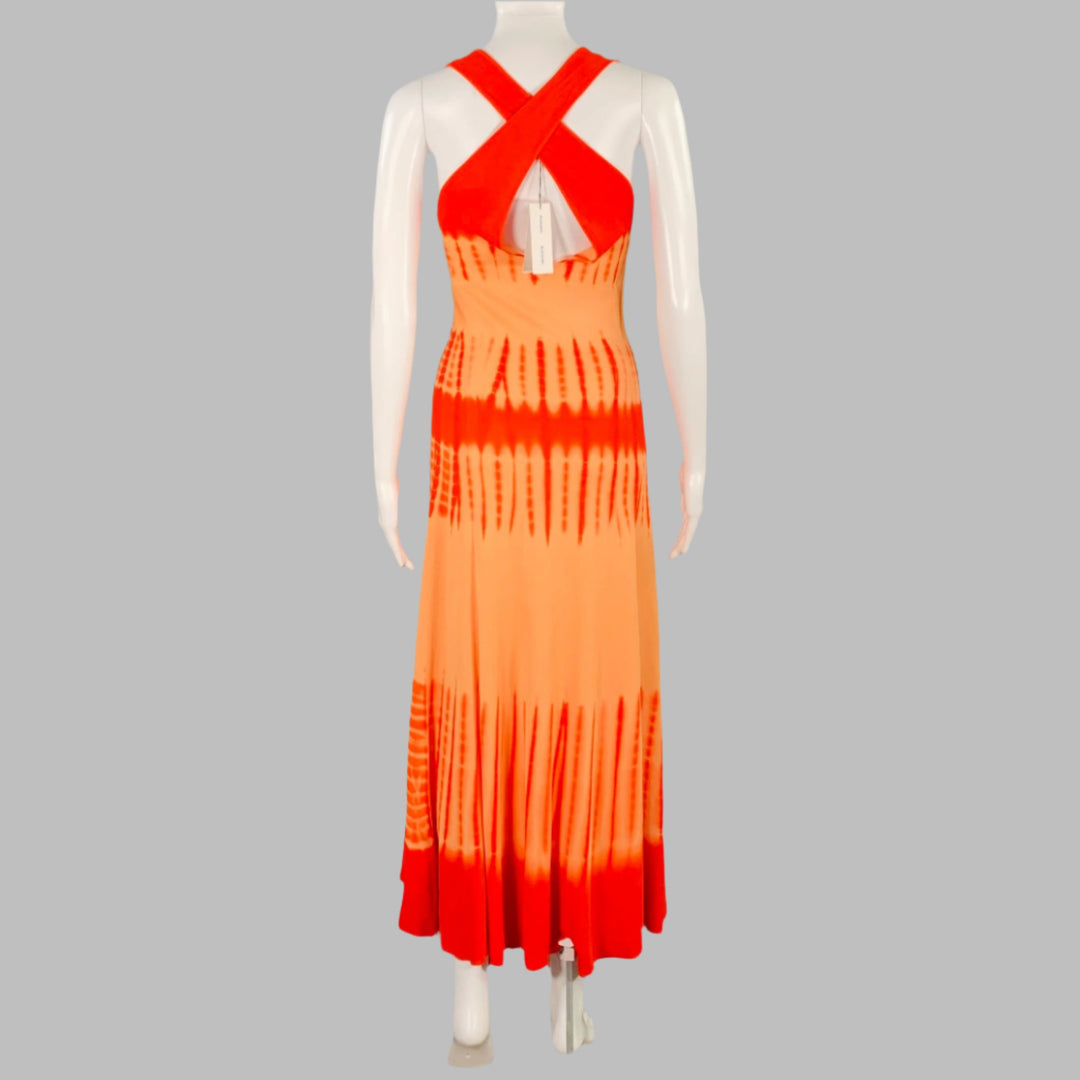 PROENZA SCHOULER Size S Orange Viscose Tie Dye Crossback Maxi Dress