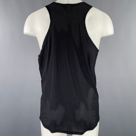 SATISFY Size M Black White Print Nylon Blend Mesh Tank Top