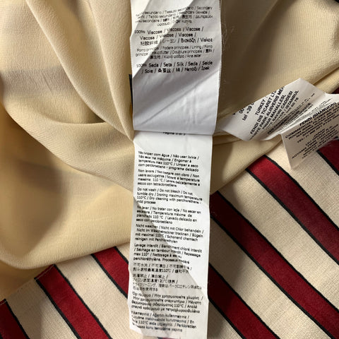 FENDI Size S Cream Red & Black Cotton Silk Stripe A Line Knee Length Skirt