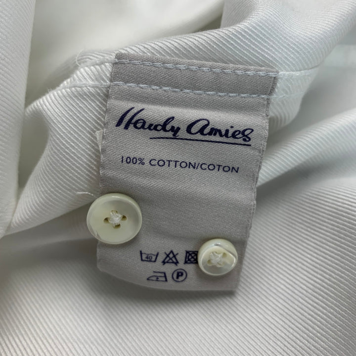 HARDY AMIES Size S White Twill Cotton Long Sleeve Shirt