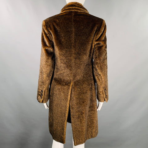 PRADA Size 2 Brown Camel Mohair Faux Fur Coat