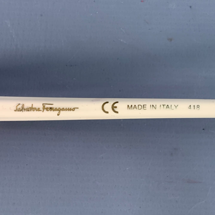 SALVATORE FERRAGAMO Rose Gold Acetate Metal Aviator Sunglasses