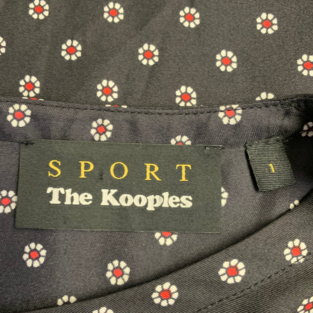 THE KOOPLES Size S Black Red White Silk Floral Short Sleeve Casual Top