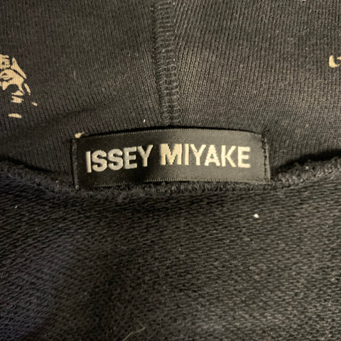 ISSEY MIYAKE Size M Black Beige Graphic Cotton Zip Up Sweatshirt