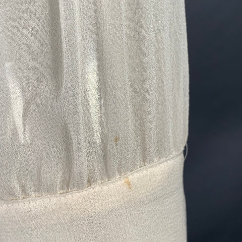 VINCE Size M Cream Silk Chiffon Ruffled Elastic Waistband Casual Top