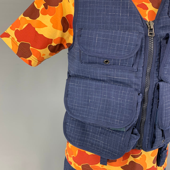 JUNYA WATANABE SS19 Size M Blue Yellow Grosgrain Utility Vest Shorts 3PC Set