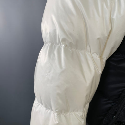 MONCLER Size S Beaufortain White Black Color Block Polyamide Zip Snaps Bomber Jacket