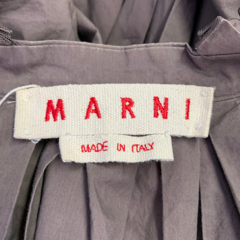 MARNI Size S Khaki Cotton Pleated Knee Length Dress