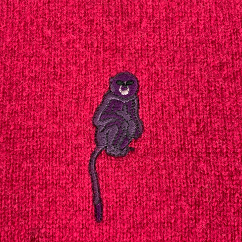 PAUL SMITH JEANS Size XL Pink Fuchsia Applique Wool Crew-Neck Sweater