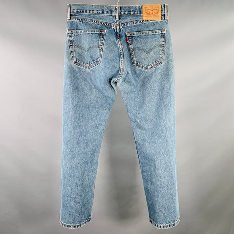 LEVI STRAUSS Size 32 Blue Distressed Cotton Straight Five Pockets Jeans