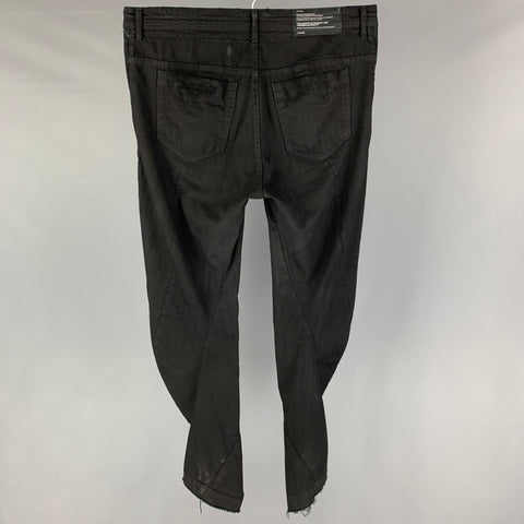 JULIUS_7 by TATSURO HORIKAWA Size L Black Cotton Crack Twisted Leg Jeans