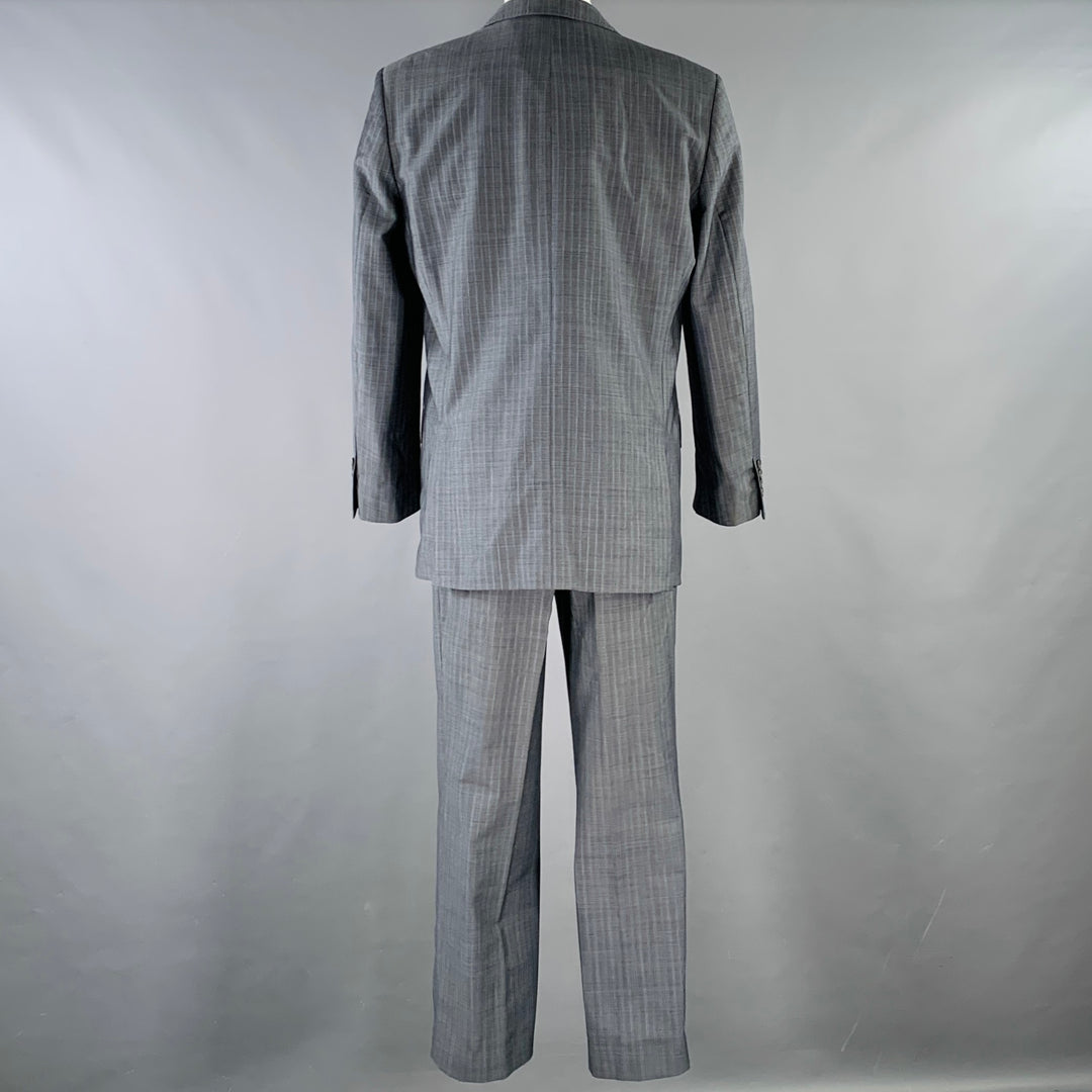 TED BAKER Size 40 Grey Blue Pinstripe Wool Mohair Notch Lapel Suit