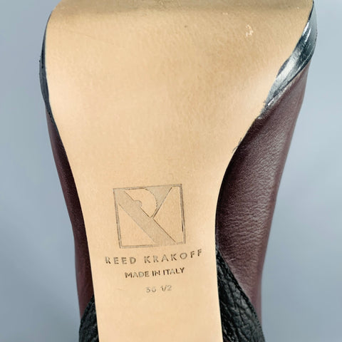 REED KRAKOFF Size 6.5 Brown Dark Green Leather Pull On Boots