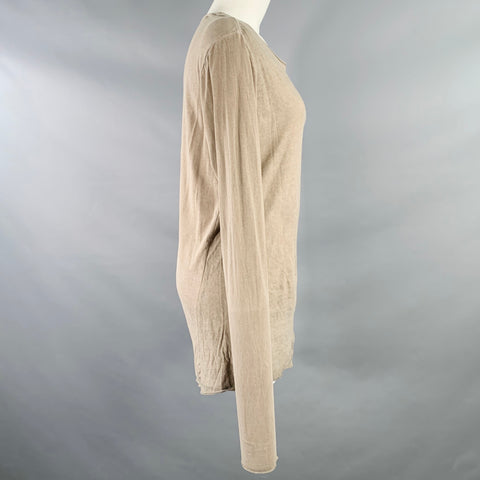 LOST & FOUND Size M Khaki Cotton Scoop Neck Casual Top