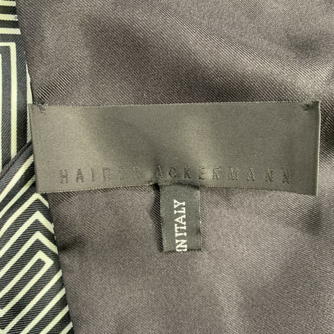 HAIDER ACKERMANN Black White Geometric Silk Scarves