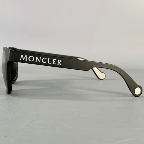 MONCLER Black Acetate Square Mirrored Sunglasses