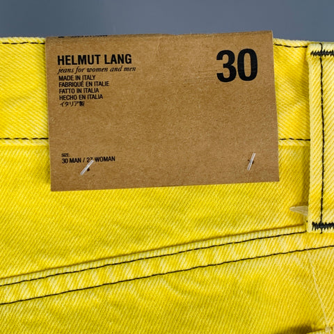 HELMUT LANG Size 30 Masc Lo Easy Yellow Contrast Stitch Cotton Zip Fly Jeans