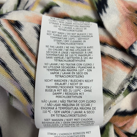 M MISSONI Size XL White Multi Color Zig Zag Cotton Crew Neck T-shirt