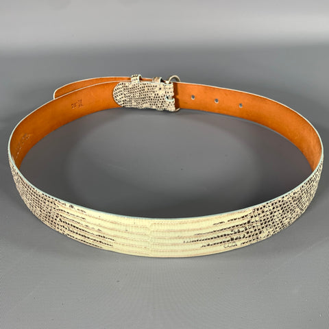 TARDINI Waist Size 28 White Black Lizard Leather Belt