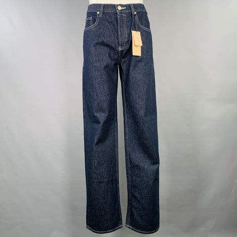 SCOTCH AND SODA Size 33 The Vert Blue Indigo Contrast Stitch Organic Cotton Jeans