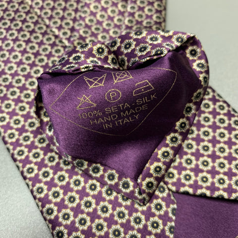 BRIONI Purple Tan Floral Silk Tie