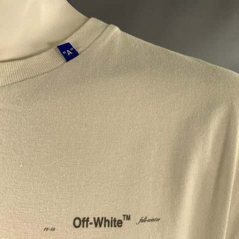 OFF-WHITE FW20 Size XS White Black Logo Cotton Crew-Neck T-shirt