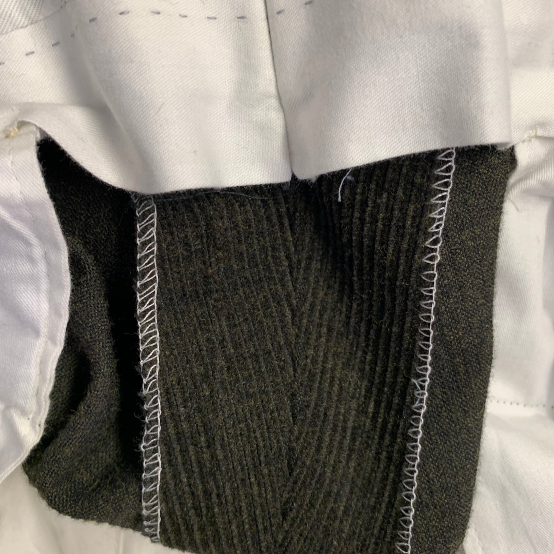 RIVIERA Size 38 Green Olive Corduroy Merino Wool Tapered Casual Pants