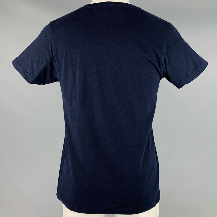 YOHJI YAMAMOTO Size M Navy White Logo Cotton T-shirt