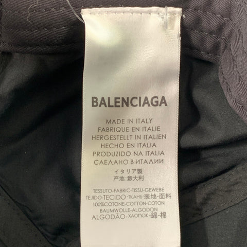 BALENCIAGA Black White Cotton Embroidered Logo Baseball Cap Hat