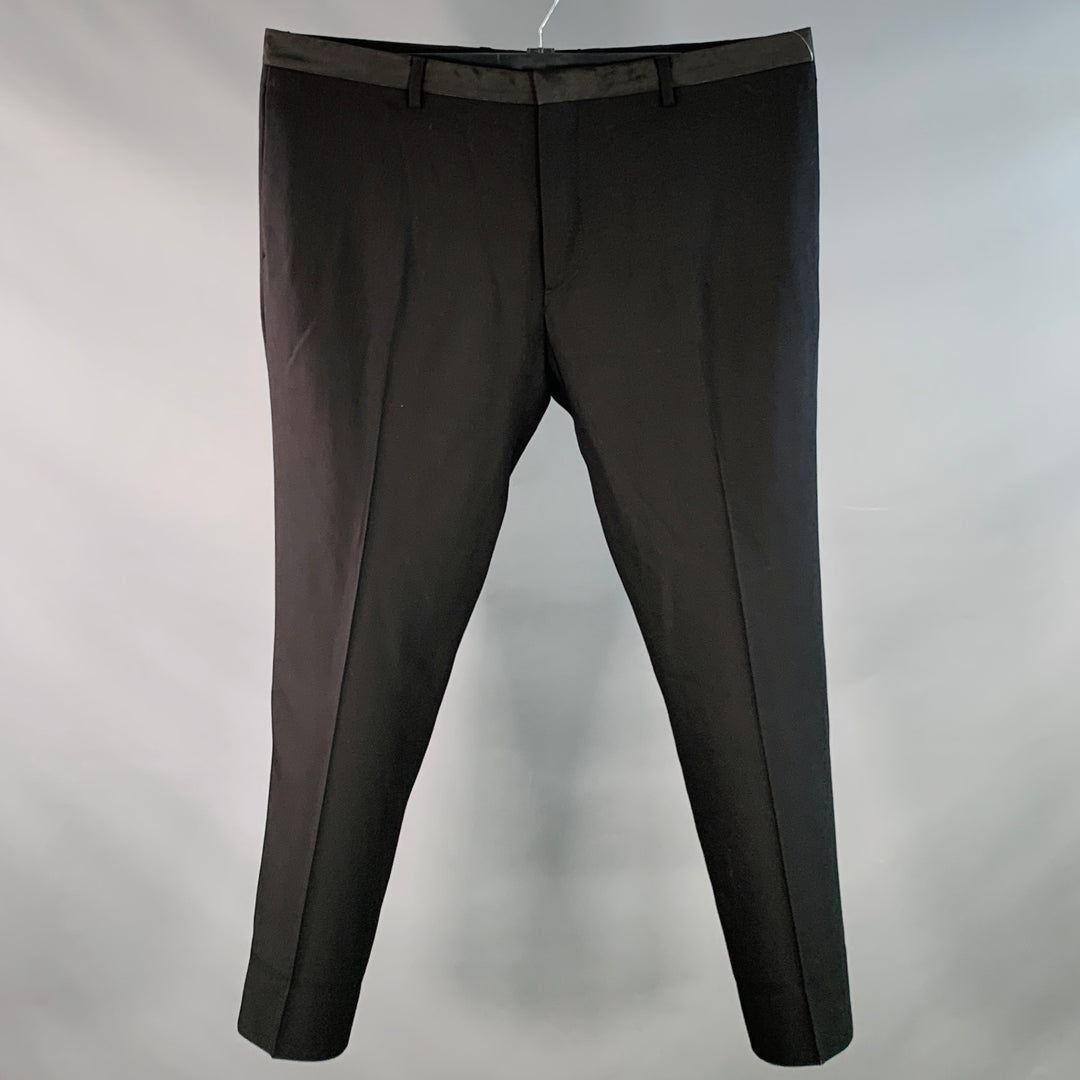 THE KOOPLES Size 38 Black Wool Blend Flat Front Tapered Dress Pants