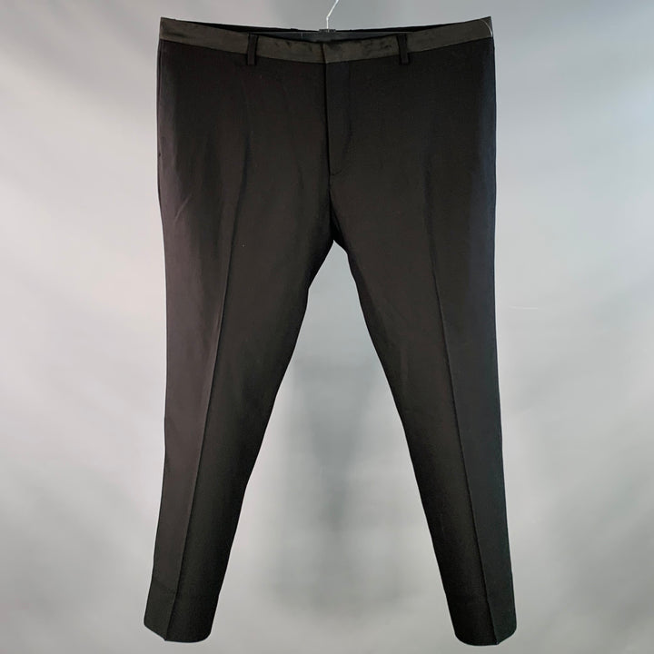 THE KOOPLES Size 38 Black Wool Blend Flat Front Tapered Dress Pants
