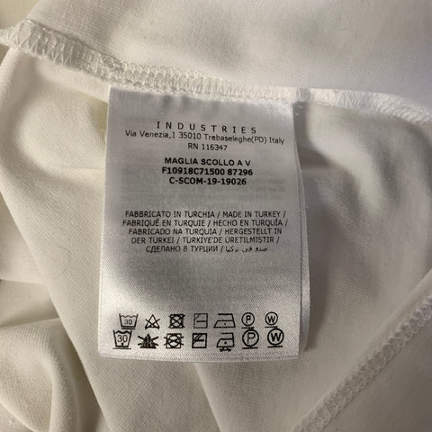 MONCLER Size XL White Cotton Blend V Neck T Shirt