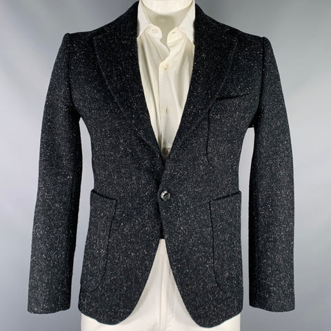 JUNYA WATANABE 2010 Taille L Veste Sport à Revers Crantés en Laine Gris Noir
