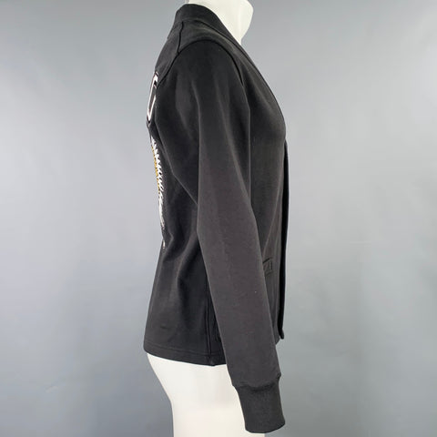 KENZO Size XS Black Multi Color Tiger Embroidery Cotton Blend Varsity Cardigan