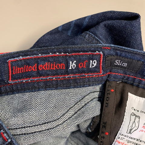 KITON Size 36 Navy Contrast Stitch Denim Straight Jeans