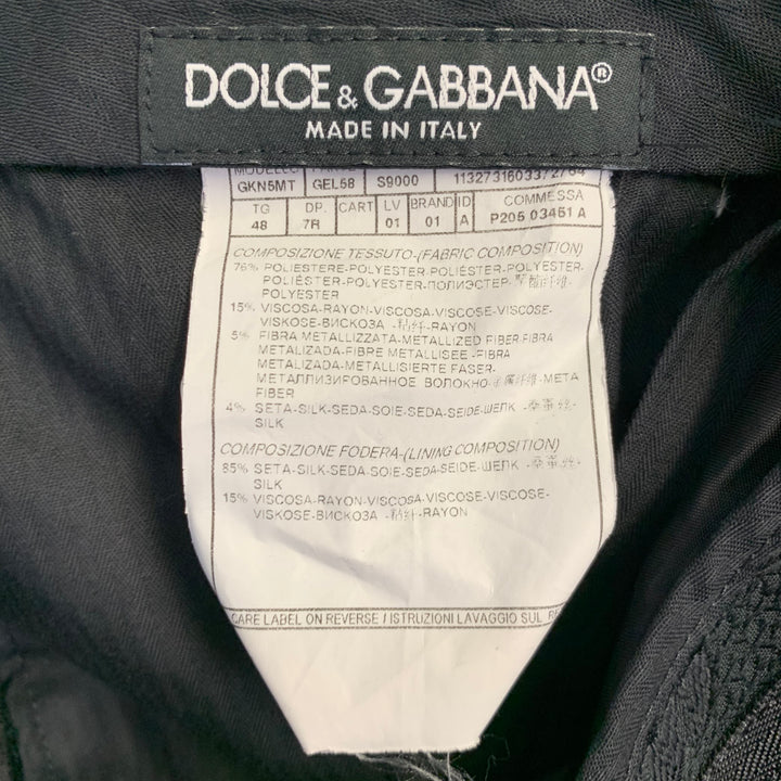 DOLCE & GABBANA MARTINI Size 38 Black Beige Jacquard Polyester Blend Shawl Lapel Suit