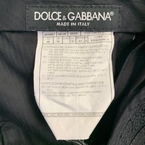 DOLCE & GABBANA MARTINI Size 38 Black Beige Jacquard Polyester Blend Shawl Lapel Suit