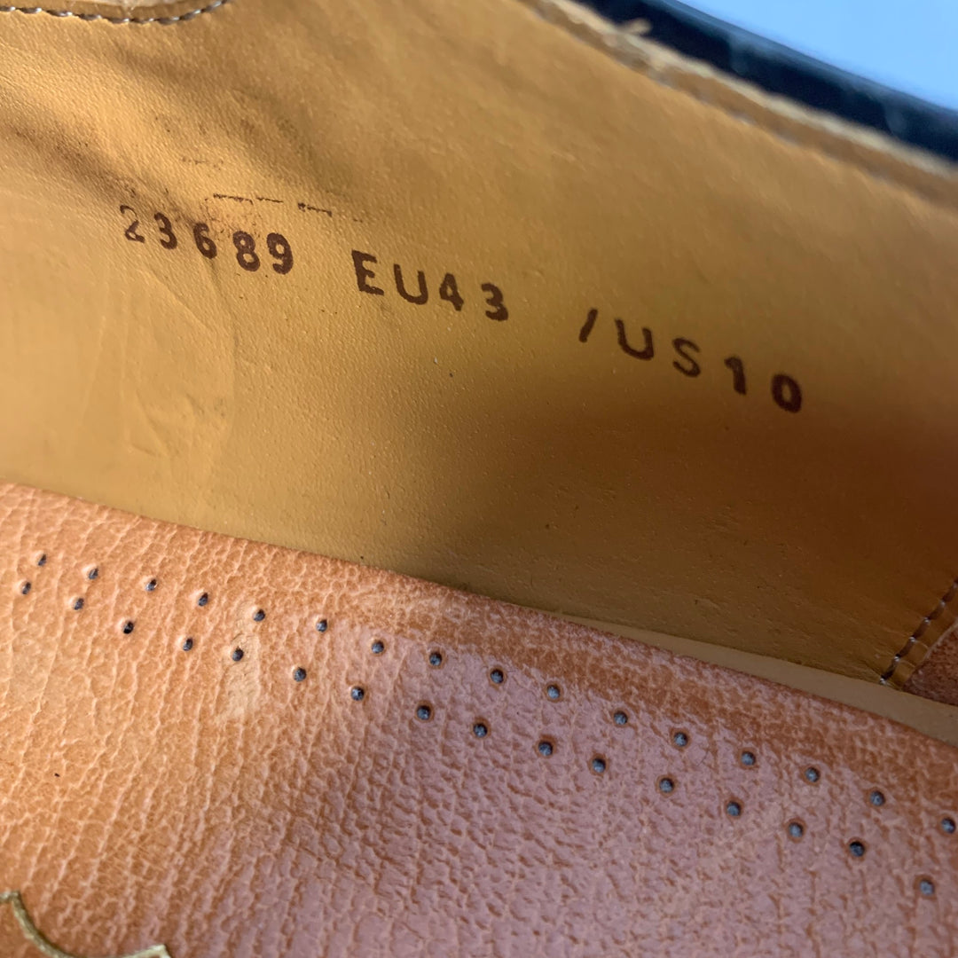 MAGNANNI Size 10 Black Shimmery Patent Leather Monk Strap Loafers