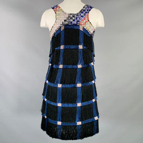 MARCO do VICENZO Size 0 Black Multi Color Polyester Flapper Cocktail Dress