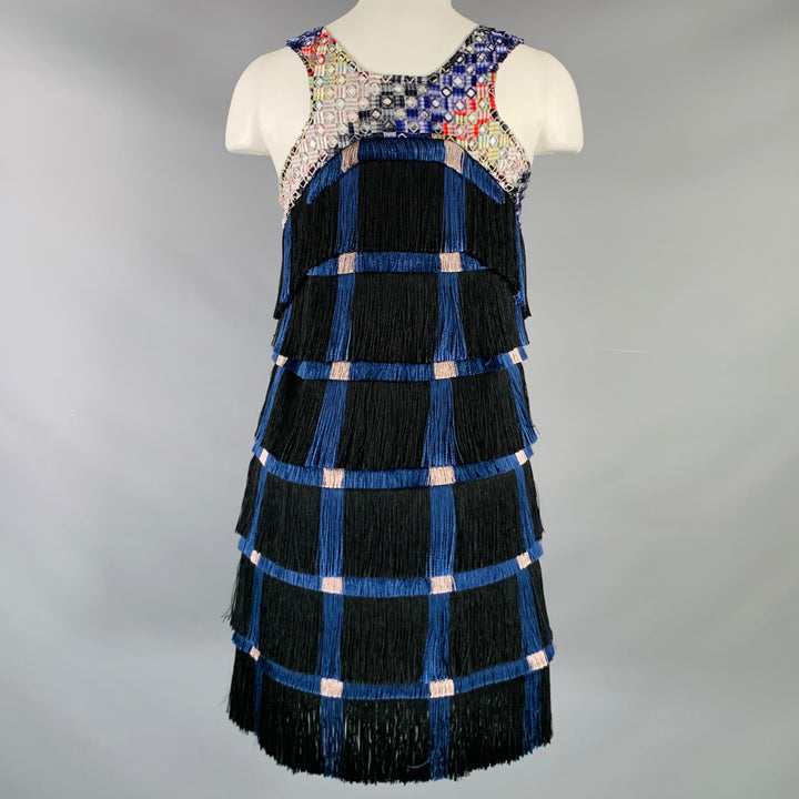 MARCO do VICENZO Size 0 Black Multi Color Polyester Flapper Cocktail Dress