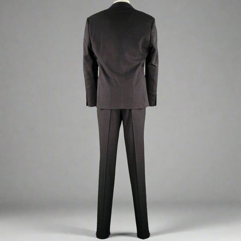 SUITOR Size 40 Black Charcoal Glenplaid Polyester Blend Suit