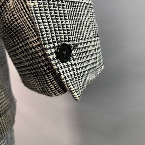 GIANNI VERSACE Vintage Size 36 Black White Glenplaid Linen Cotton Oversized Pleated Suit