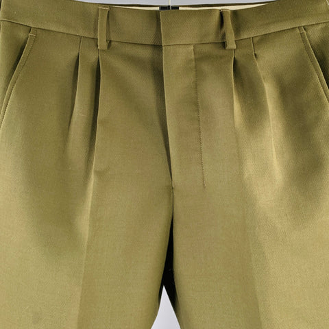 AMI by ALEXANDRE MATTIUSSI Size 32 Green Solid Wool Blend Pleated Dress Pants