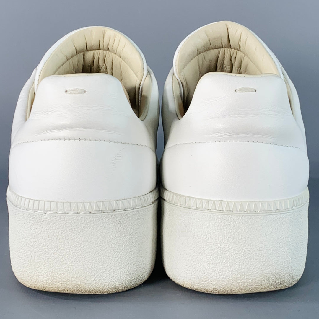 MAISON MARGIELA Size 8 White Leather Elastic Slip On Sneakers