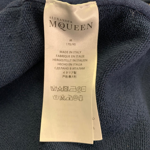 ALEXANDER MCQUEEN 2015 Size M Blue Red Print Cotton Hooded Sweatshirt