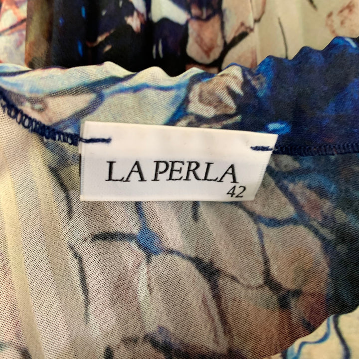 LA PERLA Size 6 Multi-Color Polyester Pleated Halter Dress