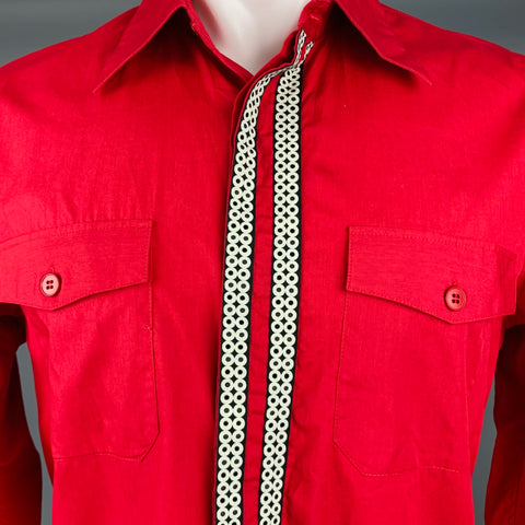 AGNÈS B. Camisa Manga Larga Abotonada Algodón Rayas Blancas Rojo Negro Talla M