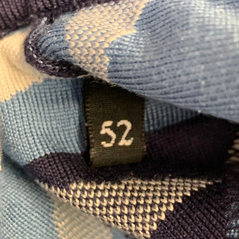 DOLCE & GABBANA Size L Blue White Graphic Geometric Silk Short Sleeve Polo
