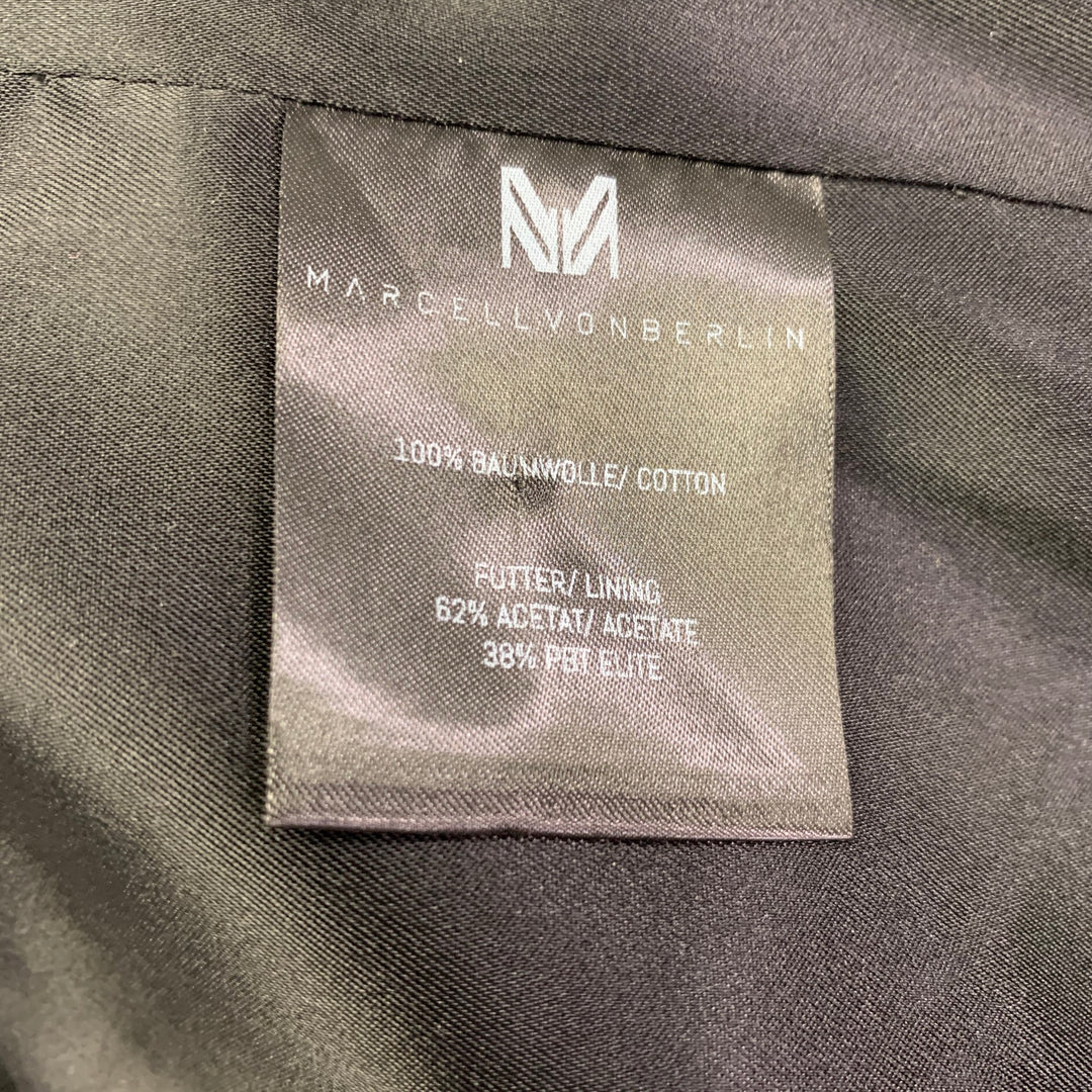 MARCELL VON BERLIN Size 36 Orange Black White Abstract Print Cotton Slim Fit Sport Coat